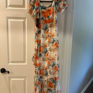 Lulus Floral Print Women's Off Shoulder Dress